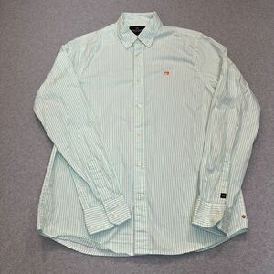 Scotch & Soda Shirt Men L Blue Button Down Textured Striped Beach in the City